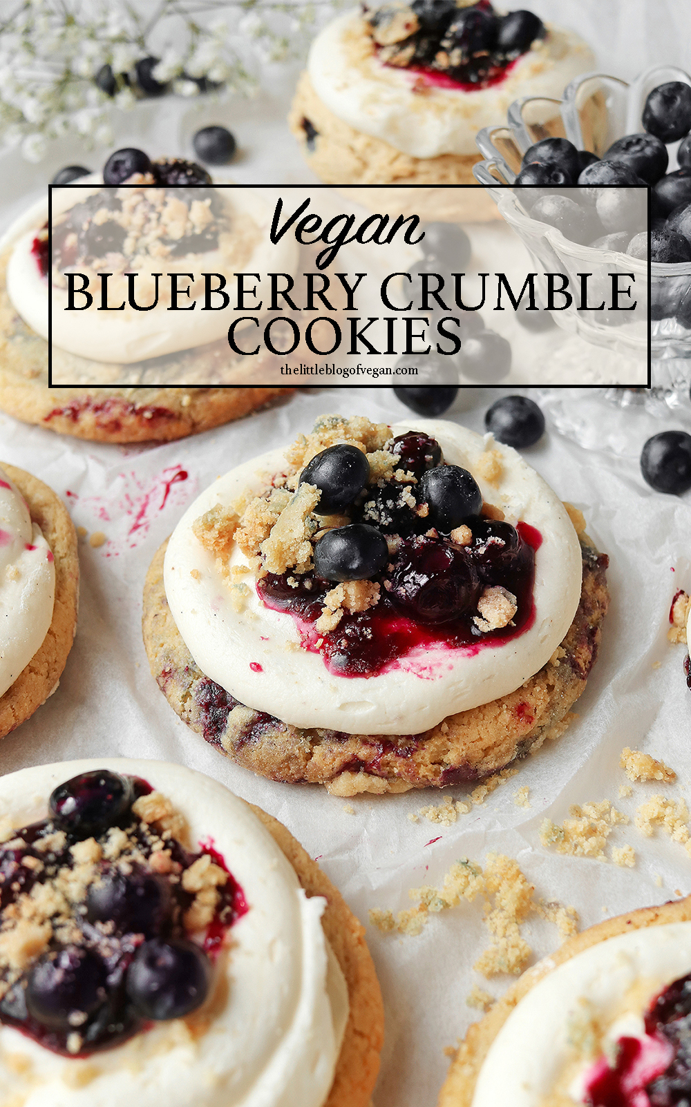 Vegan Blueberry Crumbl Cookies - The Little Blog Of Vegan